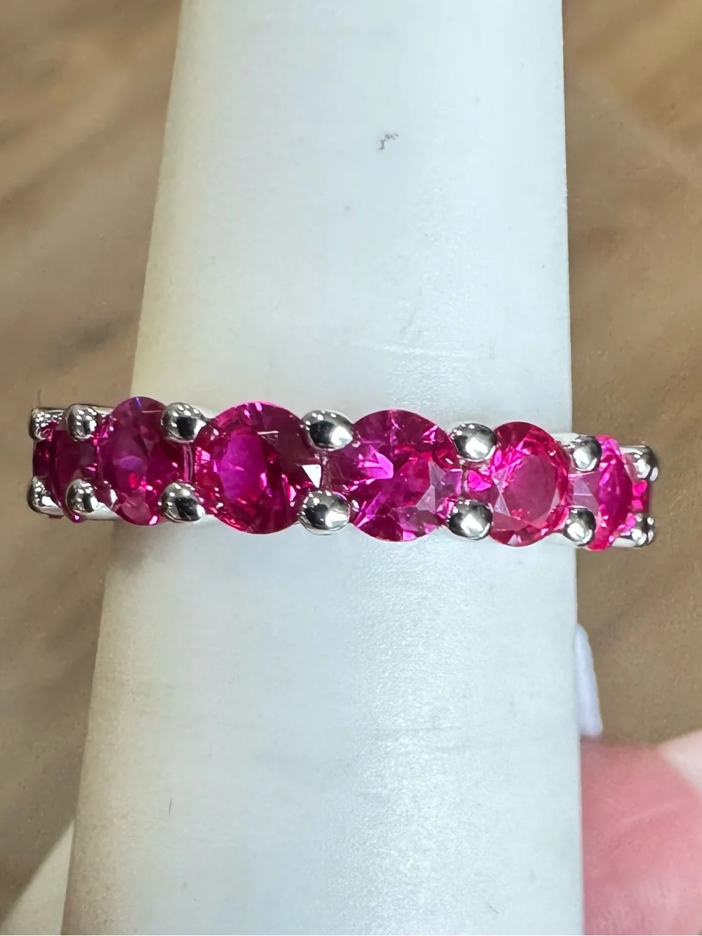 925 Pink Sapphire Eternity Band